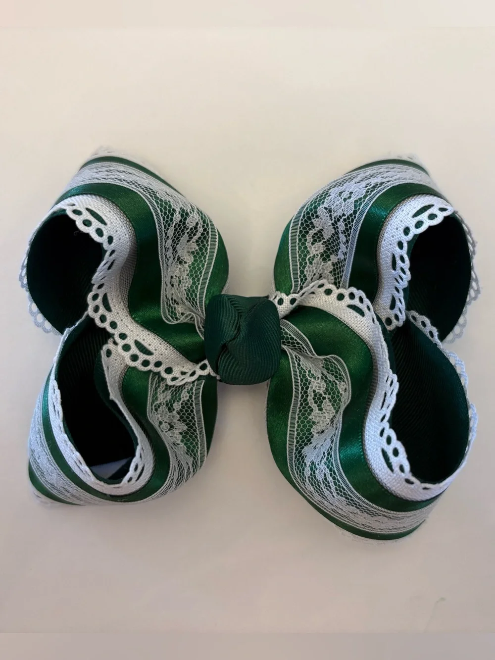 Green and Lace hair bow Lynlee Blair's bows!